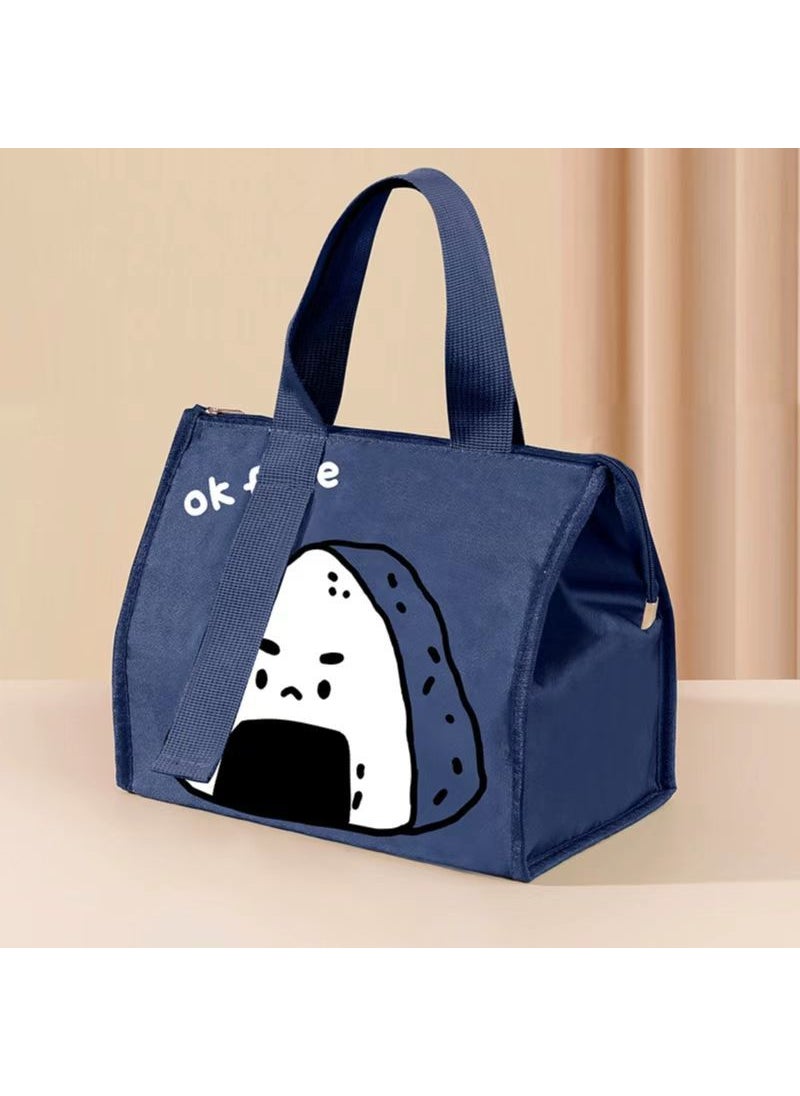 Generic Korean Style Insulated Lunch Bag Cartoon Design Blue rice ball 