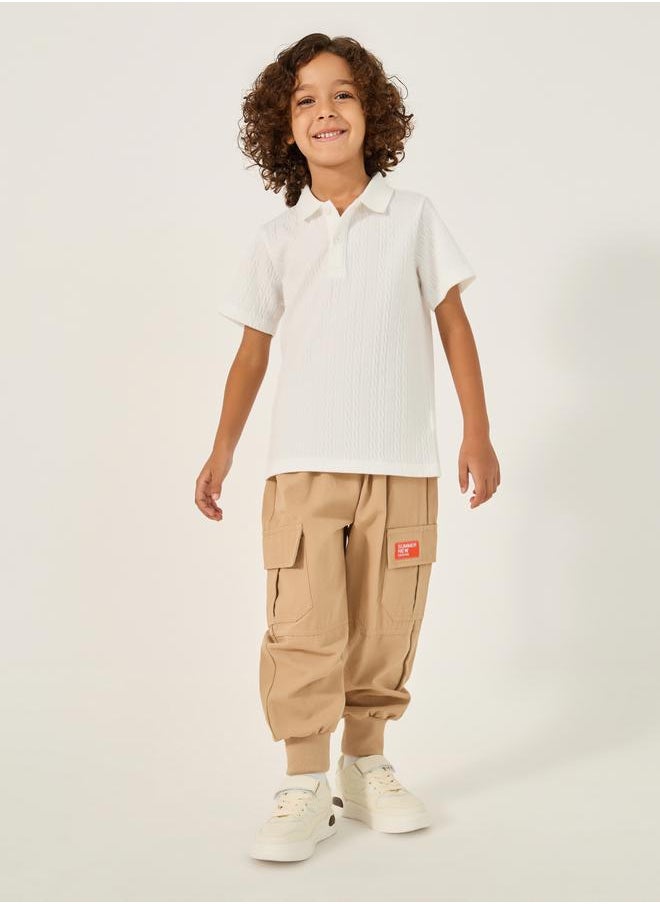 Styli - Textured Knit Short Sleeve Polo Neck T-Shirt - Image 1