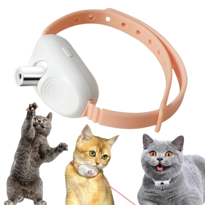 Cat Collar Pointer Toy,Cat Collar,Red Dot Toys for Indoor Cats,Rechargeable Pointer Collar for Cats,Cat Teaser Wand,Wearable Cat Collar Toy,Cat Chaser Toys,Cat Exercise Toys,Pet Training Tool,Pink