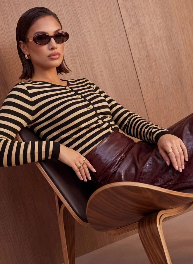 ايكونيك Iconic Relaxed Fit Striped Cardigan