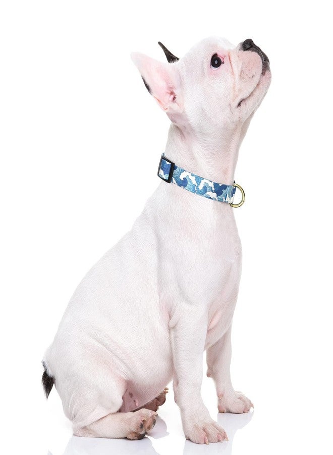 Rnivvi Dog Collar for Small Dogs, Cute Heavy Duty Adjustable Puppy Collar with Quick Release Buckle for Boy Girl & Female, Pet Accessories for Walking Running, S Length 3/4" Width, Japanese Style Wave - Image 2