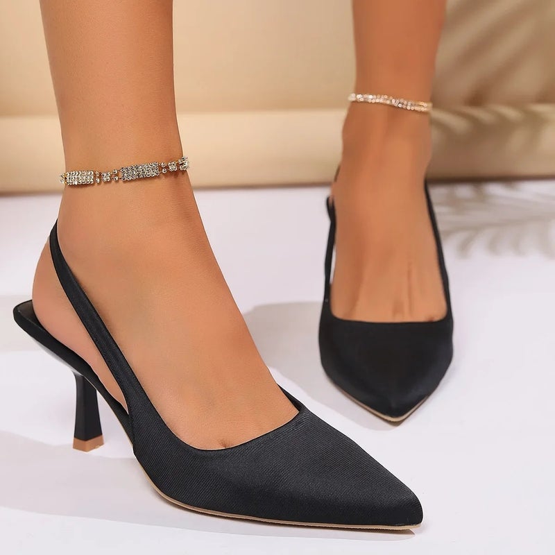 2025 Spring New Fashion Large Size Women''s Shoes One-Line Buckle Strap Stiletto Slip-On High Heel Baotou Back Hollow Sandals - Image 2