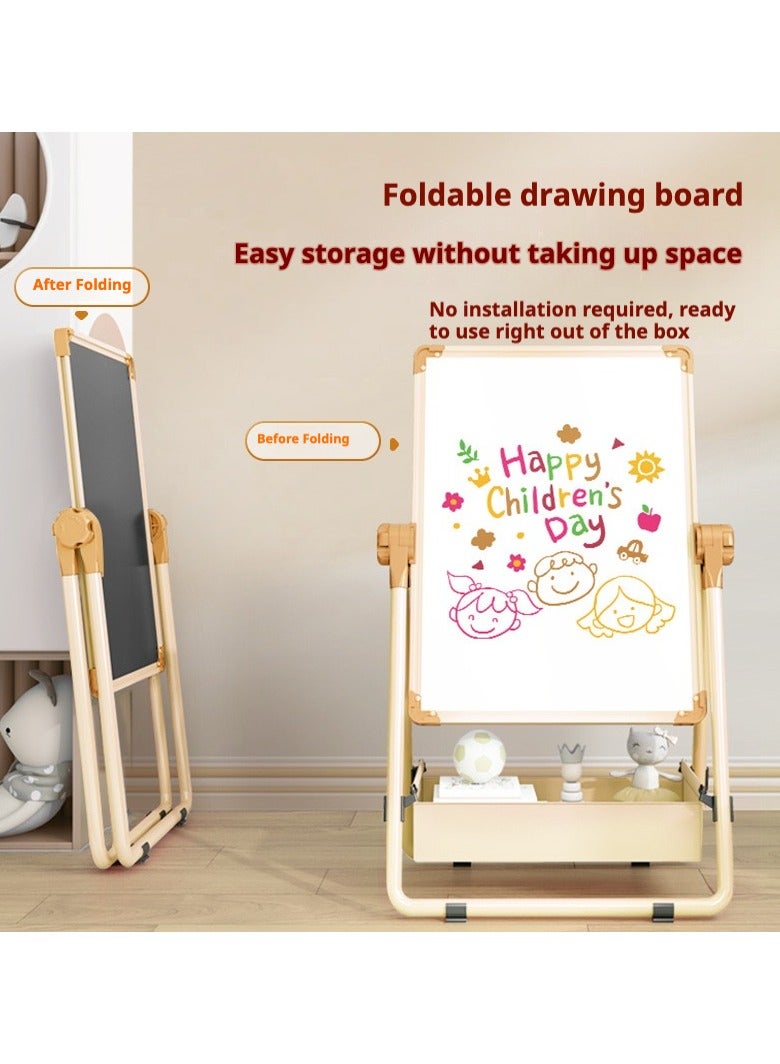 Kids magnetic drawing board double sided with whiteboard and blackboard on stand for painting and writing - Image 3