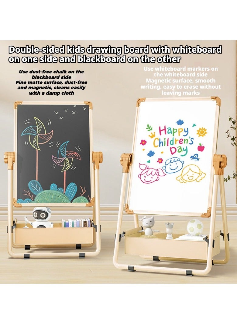 Kids magnetic drawing board double sided with whiteboard and blackboard on stand for painting and writing - Image 2