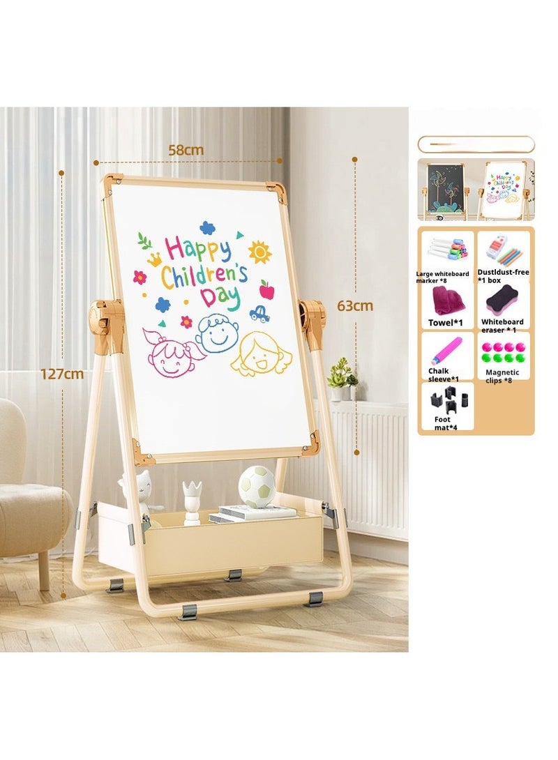 Kids magnetic drawing board double sided with whiteboard and blackboard on stand for painting and writing - Image 4
