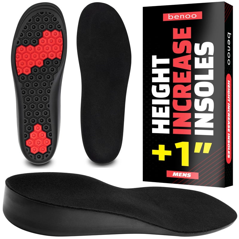 benoo Height Increase Insoles for Men (+1 inch) Discreet Shoe Lifts, All Day Comfort, Shock-Absorbent Gel, Trim to Fit Inserts for Most Sneakers & Shoes, Confidence Boosters (Mens 10-11.5) - Image 1