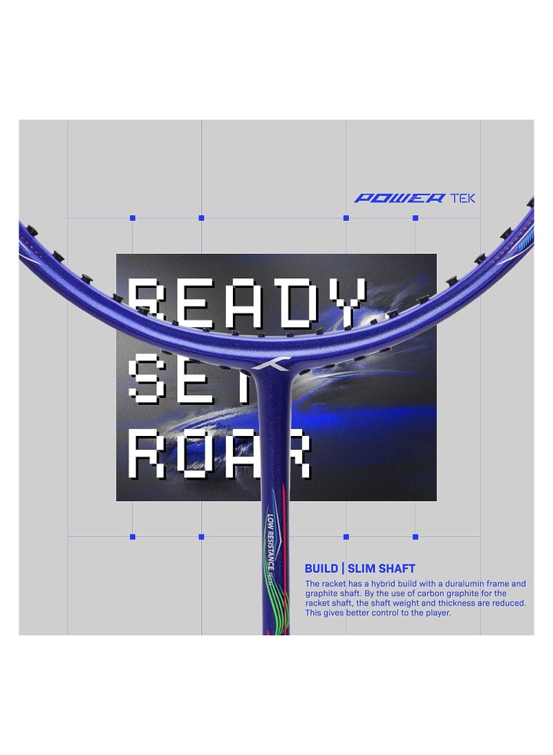 HUNDRED مضرب كرة الريشة Powertek 1000 PRO من الجرافيت مع غطاء كامل للمضرب | للاعبين المتوسطين | 95 جرام | الحد الأقصى لشد السلسلة - 26 رطلاً - Image 3