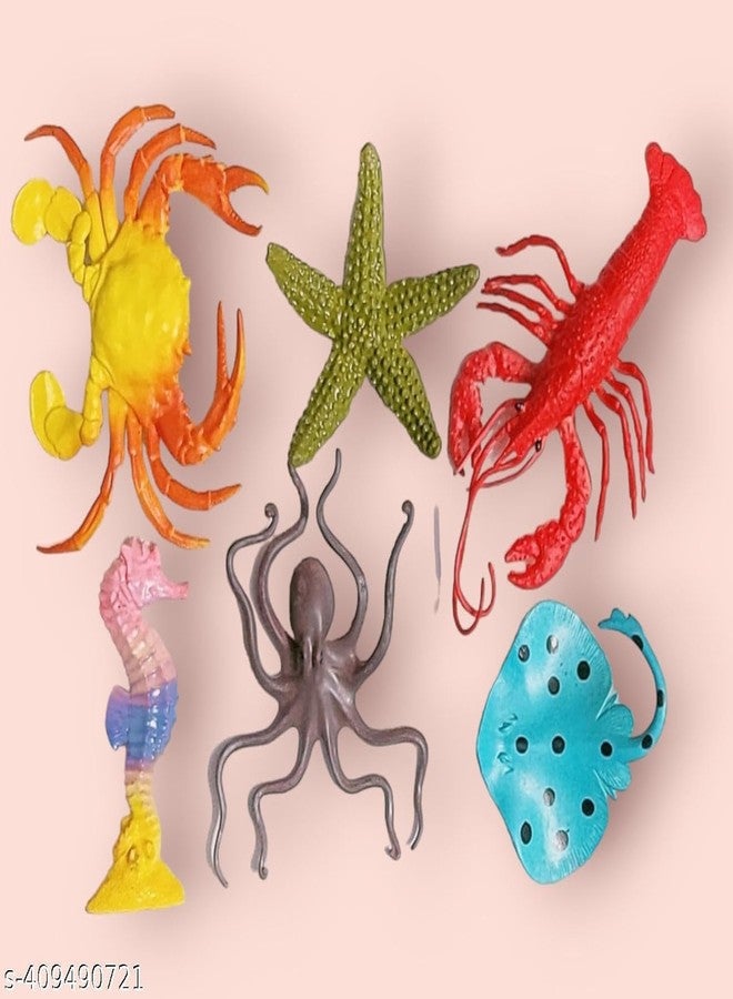 JAPSI Large Deep Sea Animals Toy Set Under Water Creatures 6 Pieces, Realistic Ocean Figures for Kids - Image 1