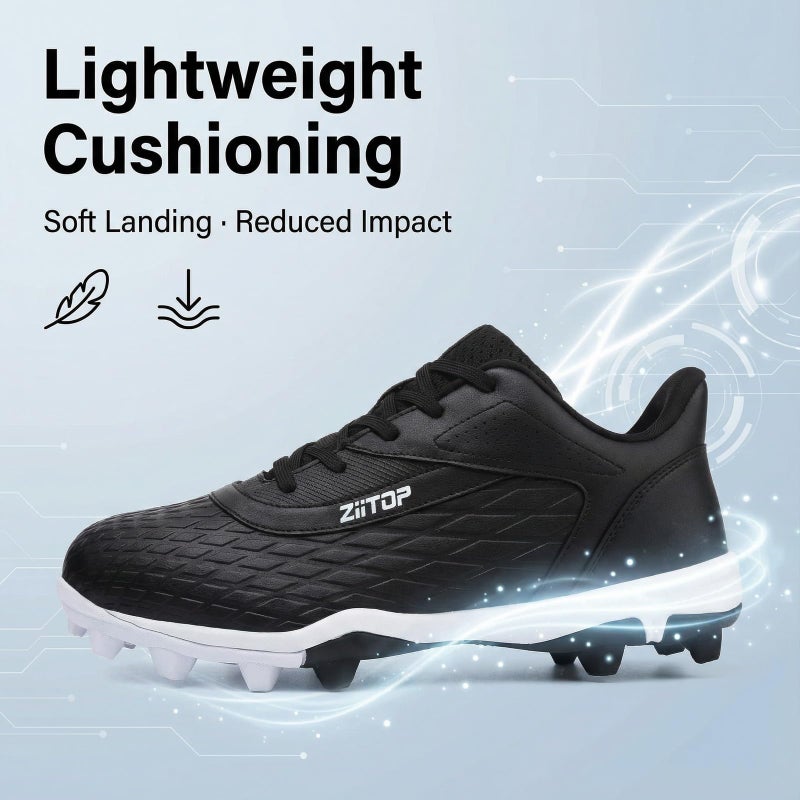 ziitop Baseball Cleats Mens Softball Cleat Turf Shoes for Men Black - Image 4
