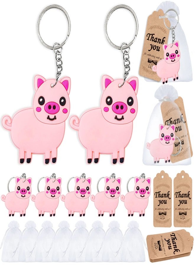 Elecrainbow 60 Pack Animal Party Favor with 20 Pig Keychains, 20 Tags, 20 Bags for Farm Animal Lover, Baby Shower, Birthday, Pink - Image 1