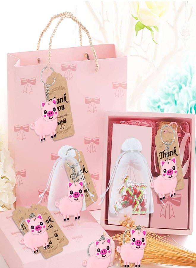 Elecrainbow 60 Pack Animal Party Favor with 20 Pig Keychains, 20 Tags, 20 Bags for Farm Animal Lover, Baby Shower, Birthday, Pink - Image 2