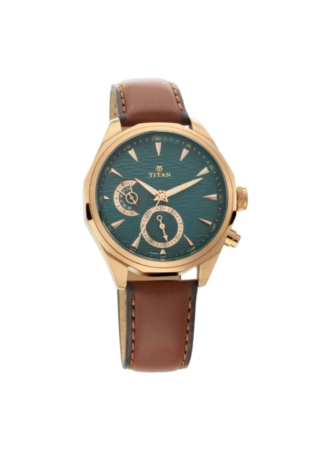 تيتان Men's Leather Analog Watch 1829QL01 - 42 mm