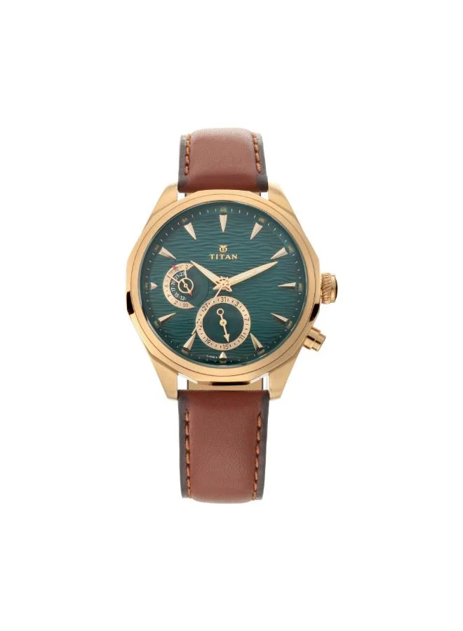 تيتان Men's Leather Analog Watch 1829QL01 - 42 mm