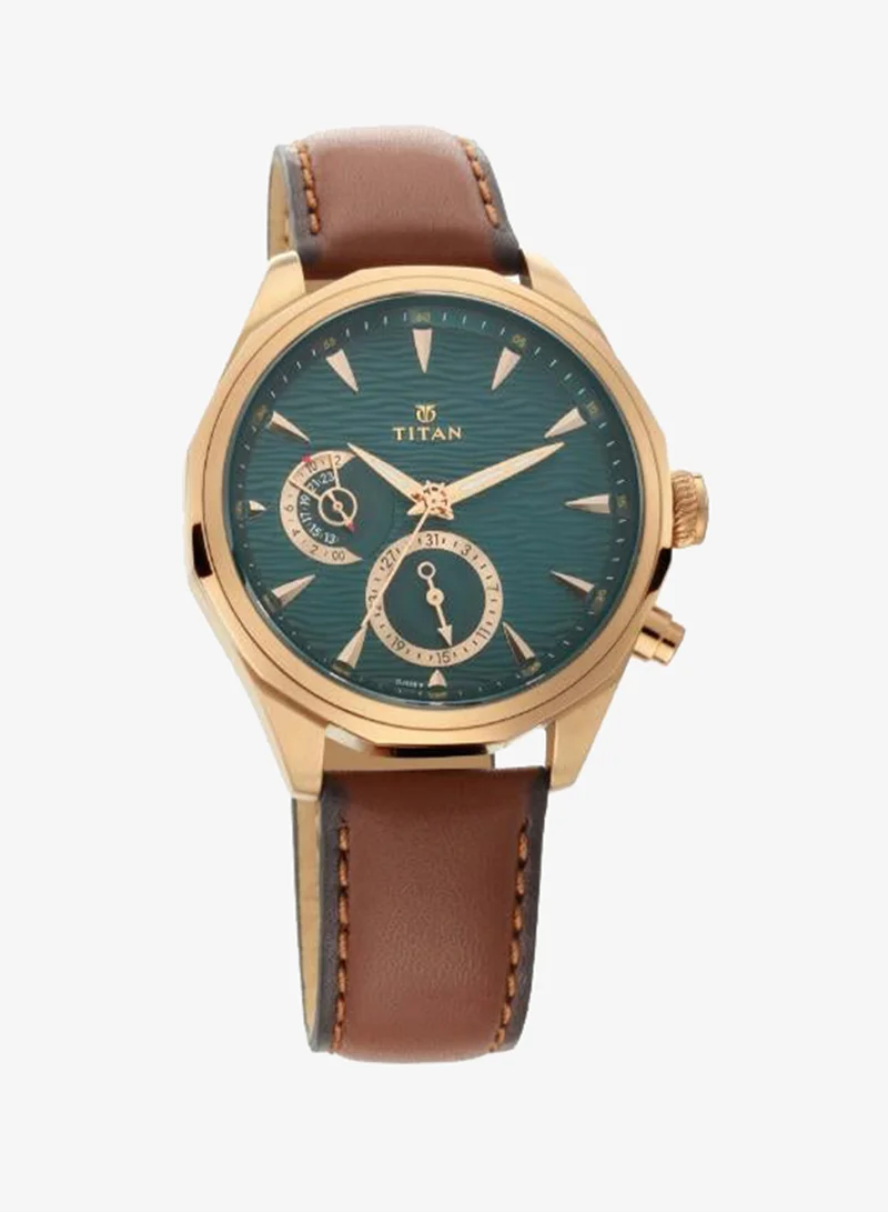 TITAN Men's Leather Analog Watch 1829QL01 - 42 mm