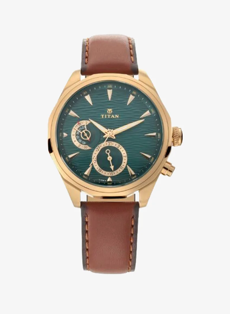 TITAN Men's Leather Analog Watch 1829QL01 - 42 mm