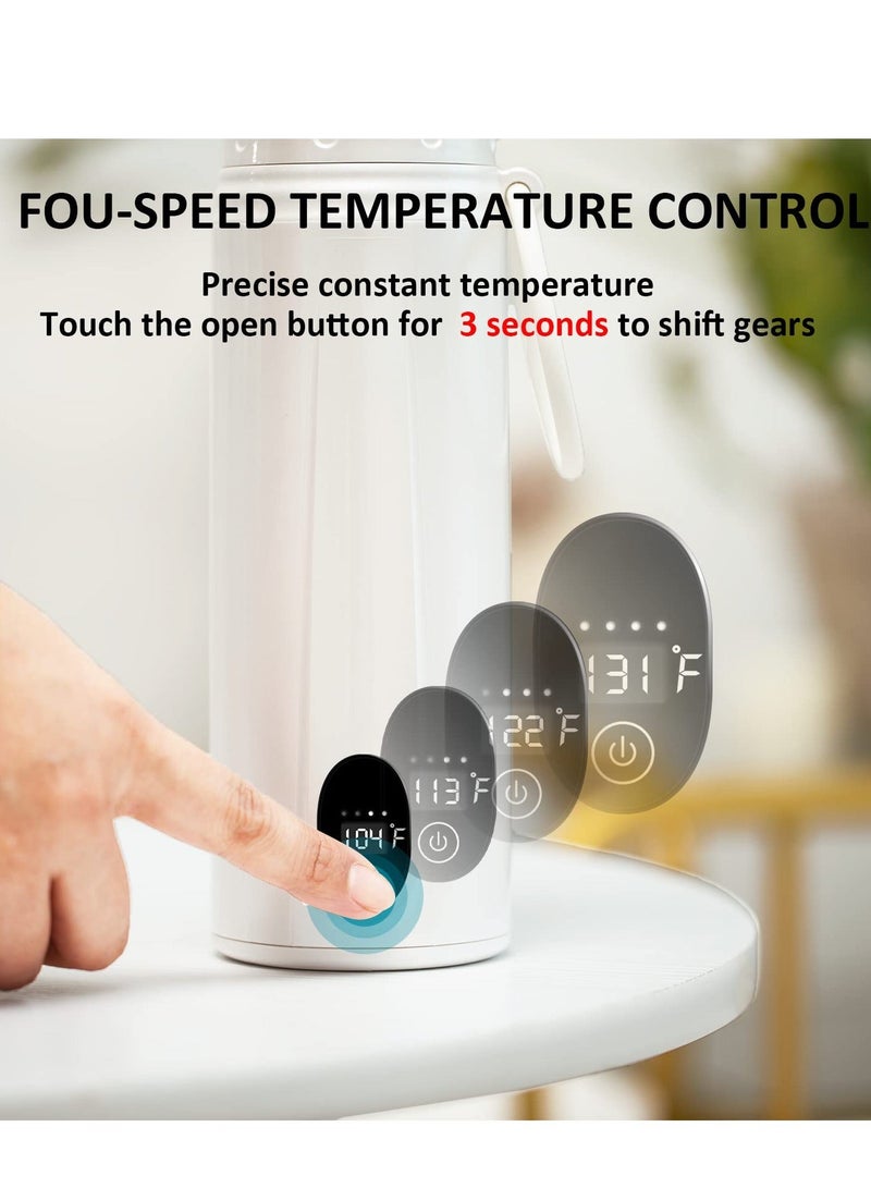 Y&D Portable Water Warmer, Milk Warmer for Breastmilk or Formula,410 Ml Large Capacity, 9000mAh Battery Power - Up to 12h, Baby Brew Formula,Travel Friendly, On The Go,White - Image 4