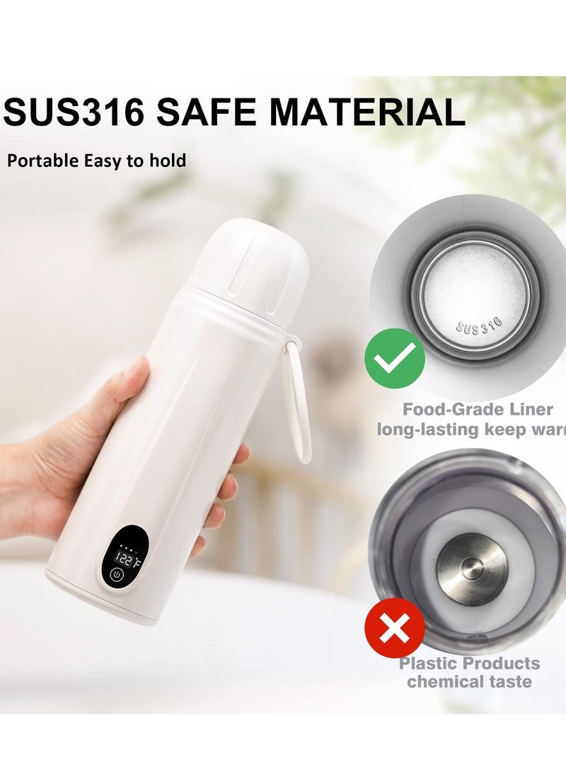 Y&D Portable Water Warmer, Milk Warmer for Breastmilk or Formula,410 Ml Large Capacity, 9000mAh Battery Power - Up to 12h, Baby Brew Formula,Travel Friendly, On The Go,White - Image 5