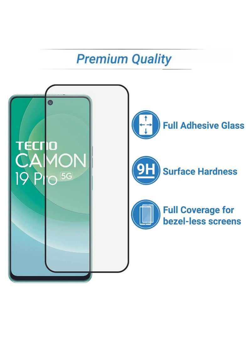 Tecno Camon 19 Pro 5G Screen Protector - Edge to Edge Tempered Glass Screen Protector - Black, High Transparency, Delicate Touch, Anti-Explosion, Smooth Arc Edges, Easy Installation.