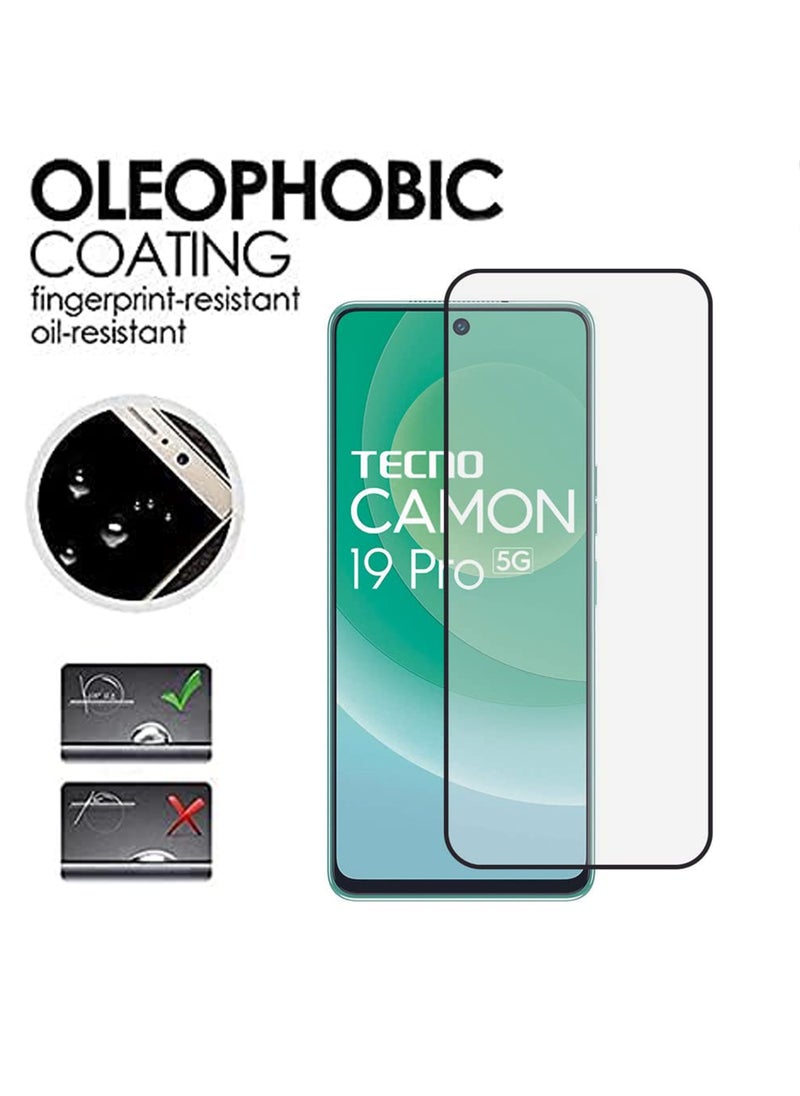 Tecno Camon 19 Pro 5G Screen Protector - Edge to Edge Tempered Glass Screen Protector - Black, High Transparency, Delicate Touch, Anti-Explosion, Smooth Arc Edges, Easy Installation.