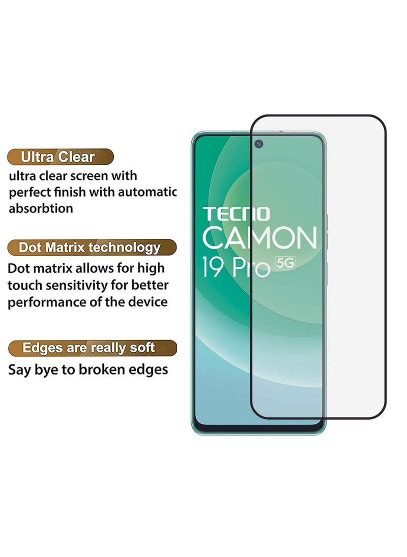 Tecno Camon 19 Pro 5G Screen Protector - Edge to Edge Tempered Glass Screen Protector - Black, High Transparency, Delicate Touch, Anti-Explosion, Smooth Arc Edges, Easy Installation.