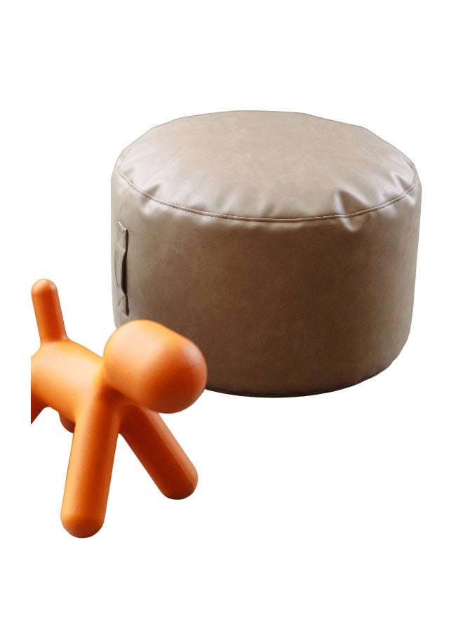 Chateaux Leather Pouf Round - Tan Color for Kids