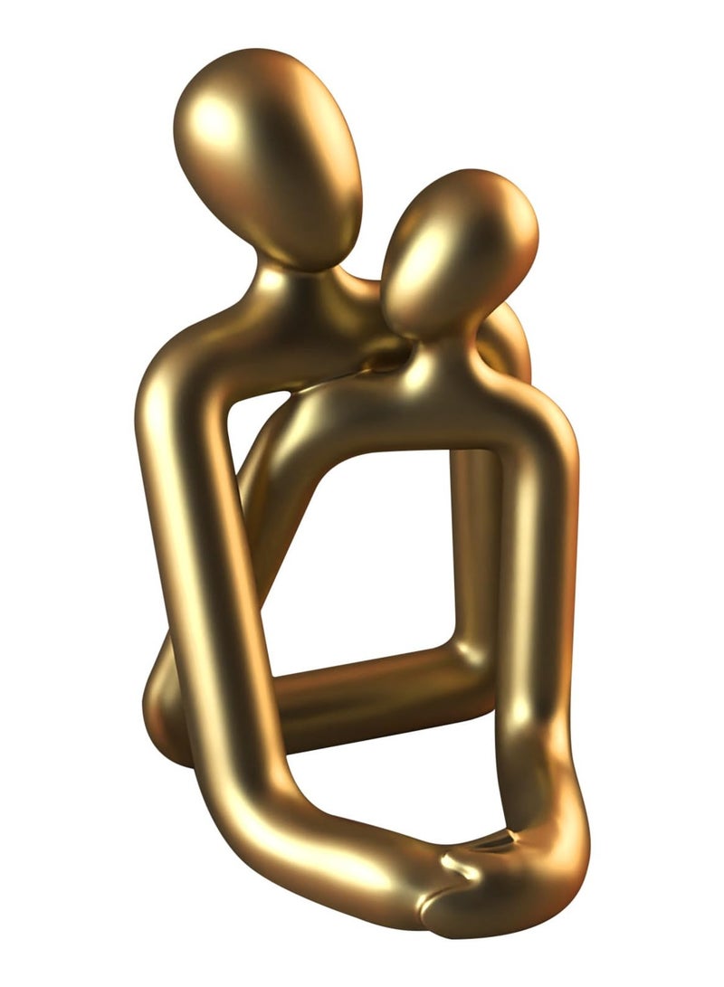KASTWAVE Hugging Couple Resin Sculpture, Abstract Art Sculpture Figurine Home Decor for Office Bookshelf Desktop Decorations. (Gold) - Image 1