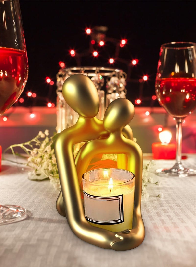 KASTWAVE Hugging Couple Resin Sculpture, Abstract Art Sculpture Figurine Home Decor for Office Bookshelf Desktop Decorations. (Gold) - Image 2