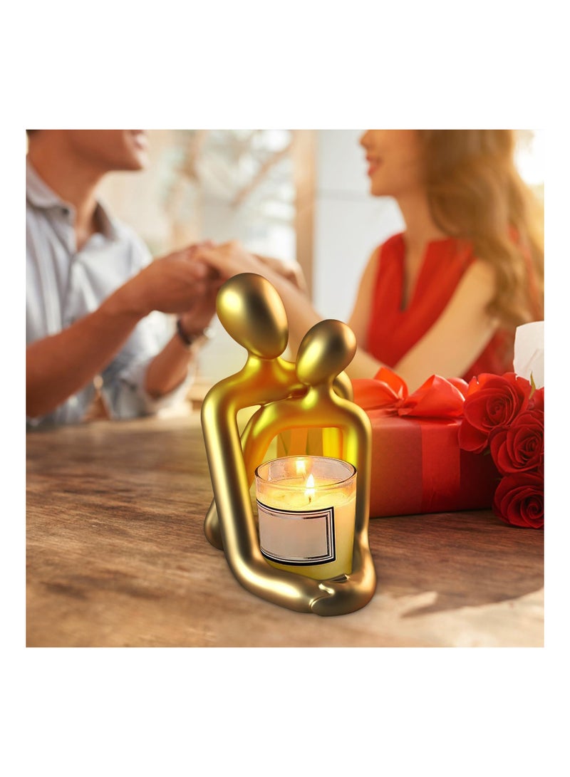 KASTWAVE Hugging Couple Resin Sculpture, Abstract Art Sculpture Figurine Home Decor for Office Bookshelf Desktop Decorations. (Gold) - Image 5