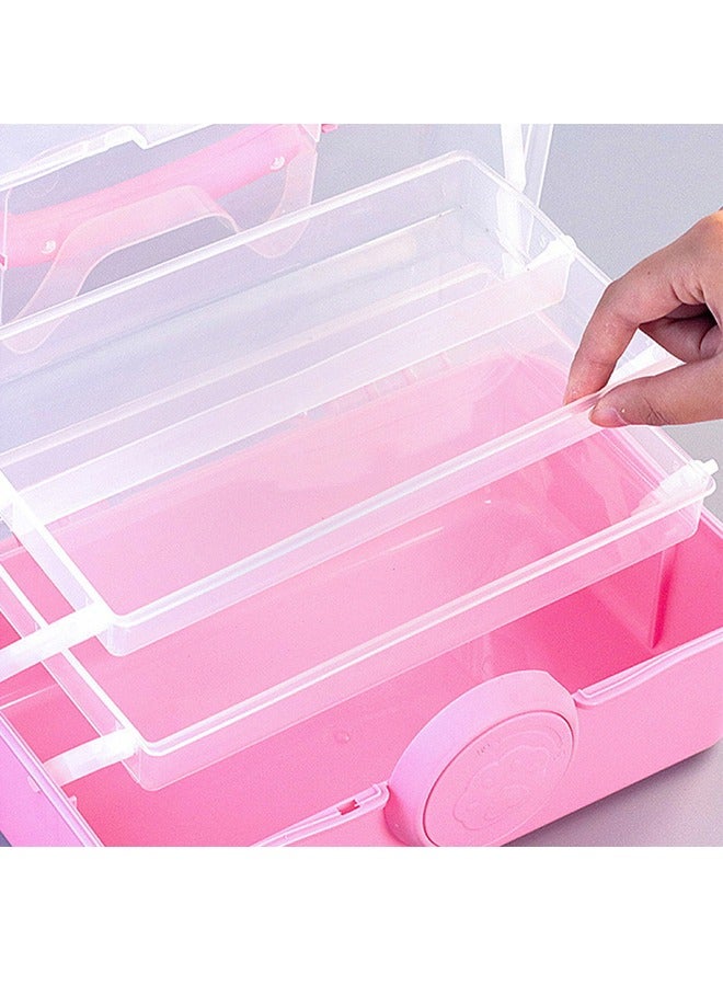 Aikenn Hair Accessories Storage Box Hair Rope Necklace Storage Box Cosmetics Storage Box Large Capacity Transparent Storage Box Layered Desktop Storage Box Kids Hair Accessories Storage Box Pink Cat's Paw - Image 4