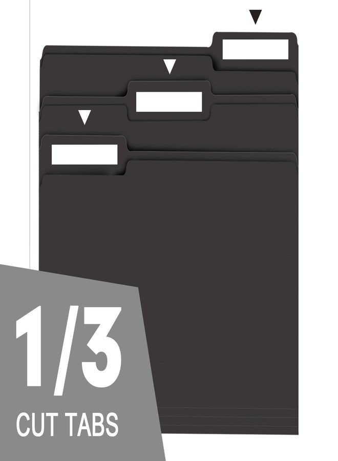 RAZCC File Folder, RAZCC 100 Pack 1/3 Cut Tab File Folders Letter Size, Black Folders for Dcouments, Folders with Tab Great for Organizing and Easy File Storage - Image 3