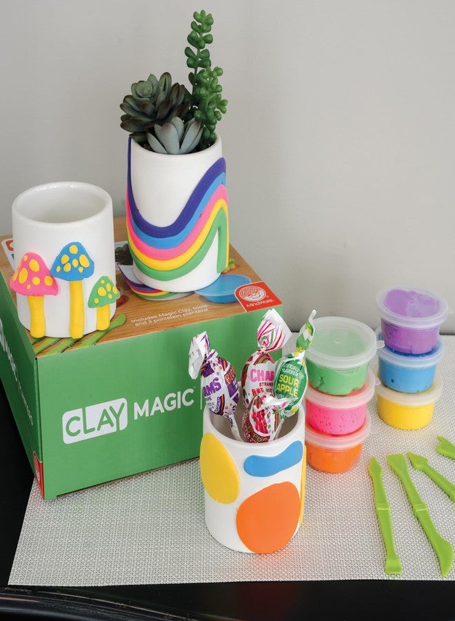 MindWare Clay Magic Planters Kids Crafts - Air-Dry Clay for Kids Ages 8 and Up - Shape and Press 6 Vibrant Colors of Magic Clay to Decorate Sturdy Porcelain Planters - No Glue or Baking Required - Image 5