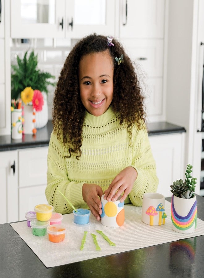 MindWare Clay Magic Planters Kids Crafts - Air-Dry Clay for Kids Ages 8 and Up - Shape and Press 6 Vibrant Colors of Magic Clay to Decorate Sturdy Porcelain Planters - No Glue or Baking Required - Image 2