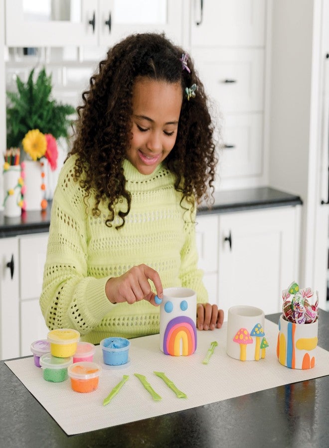 MindWare Clay Magic Planters Kids Crafts - Air-Dry Clay for Kids Ages 8 and Up - Shape and Press 6 Vibrant Colors of Magic Clay to Decorate Sturdy Porcelain Planters - No Glue or Baking Required - Image 3