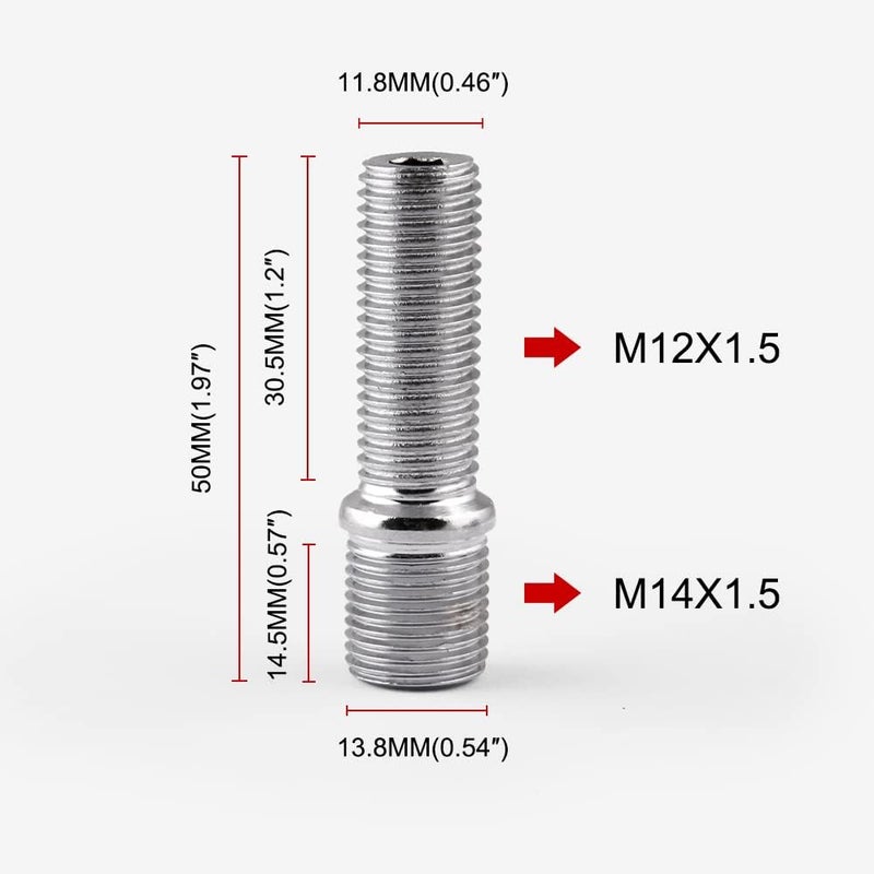 LPFIDI 20 PCS M14x1.5 to M12x1.5 Wheel Stud Conversion Kit - Image 3