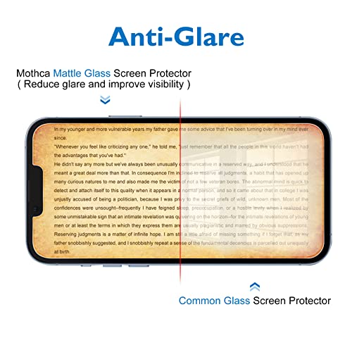 Mothca 2 Pack Matte Glass Screen Protector for iPhone 14 with 2 Pack Camera Lens Protector, Anti-Glare & Anti-Fingerprint Tempered Glass Clear Film - Image 3