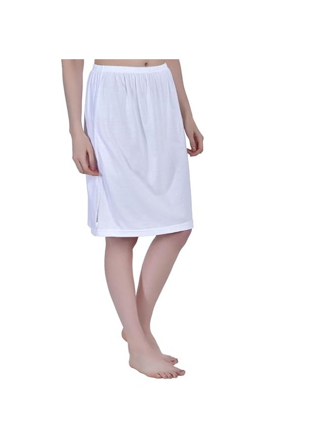 Aimly Women's Cotton Knee Length Skirt - White & Beige (Pack of 2) - Image 4