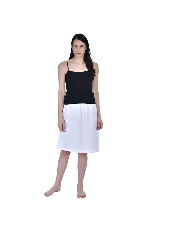Aimly Women's Cotton Knee Length Skirt - White & Beige (Pack of 2) - Image 2