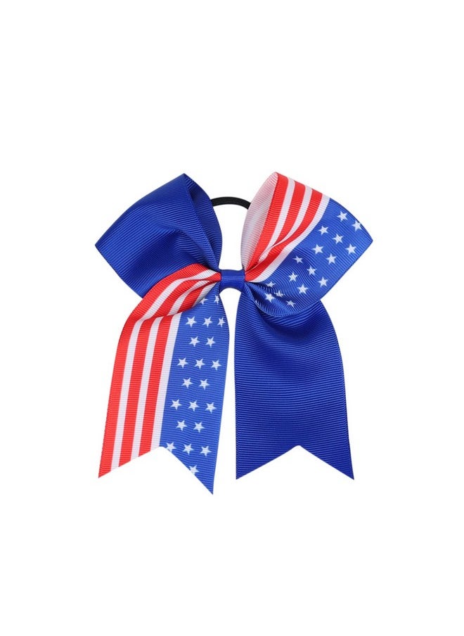 JustMyDress JustMyDress Patriotic Flag Cheer Bow Hair Rope Tie Ponytail Holder Cheerleader Girls JHN12 (2 Pcs-Set F)  - Image 2