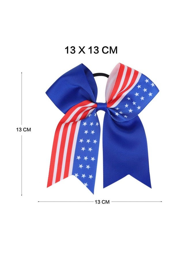 JustMyDress JustMyDress Patriotic Flag Cheer Bow Hair Rope Tie Ponytail Holder Cheerleader Girls JHN12 (2 Pcs-Set F)  - Image 4