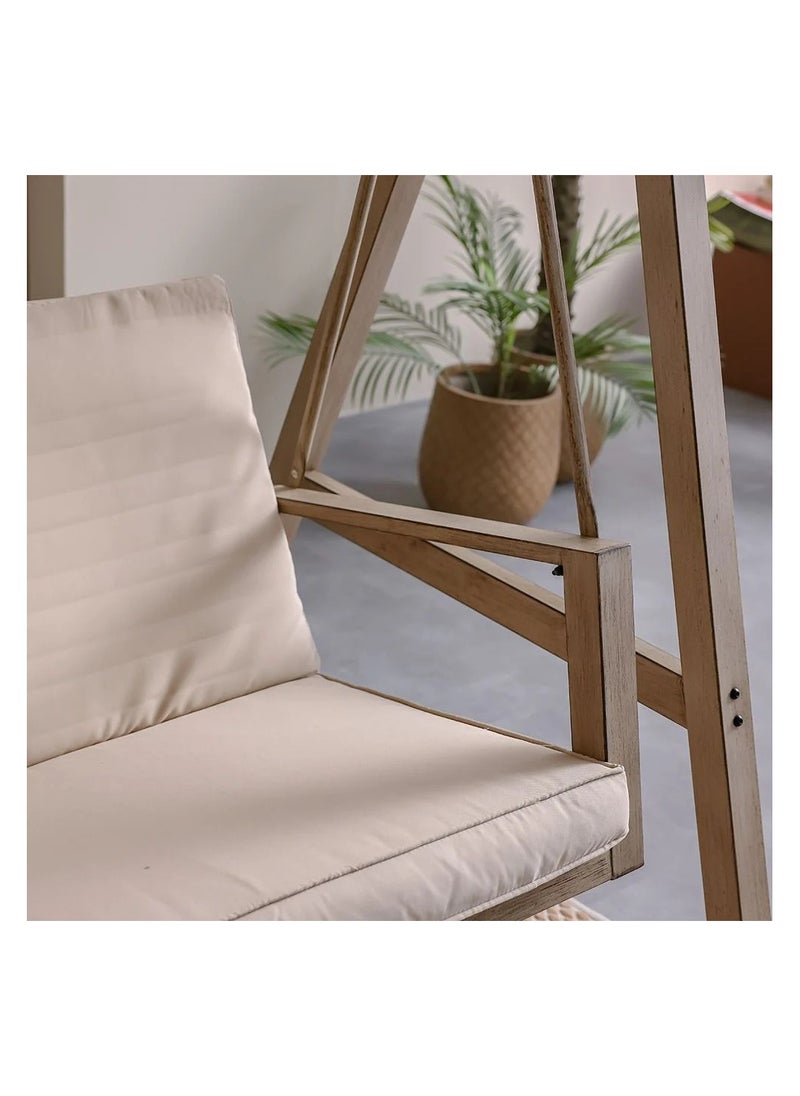 DANUBE HOME Clara Outdoor 3 Seater Swing Chair With Back Cushion Swing Chairs For Outdoor And Garden - Beige  - Image 5
