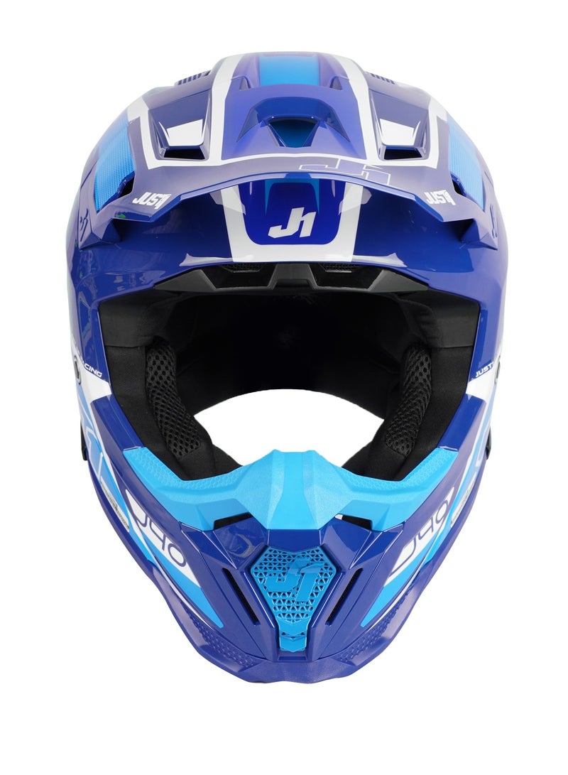 Just 1 J40 Flash White Blue Motocross Helmet - Image 3