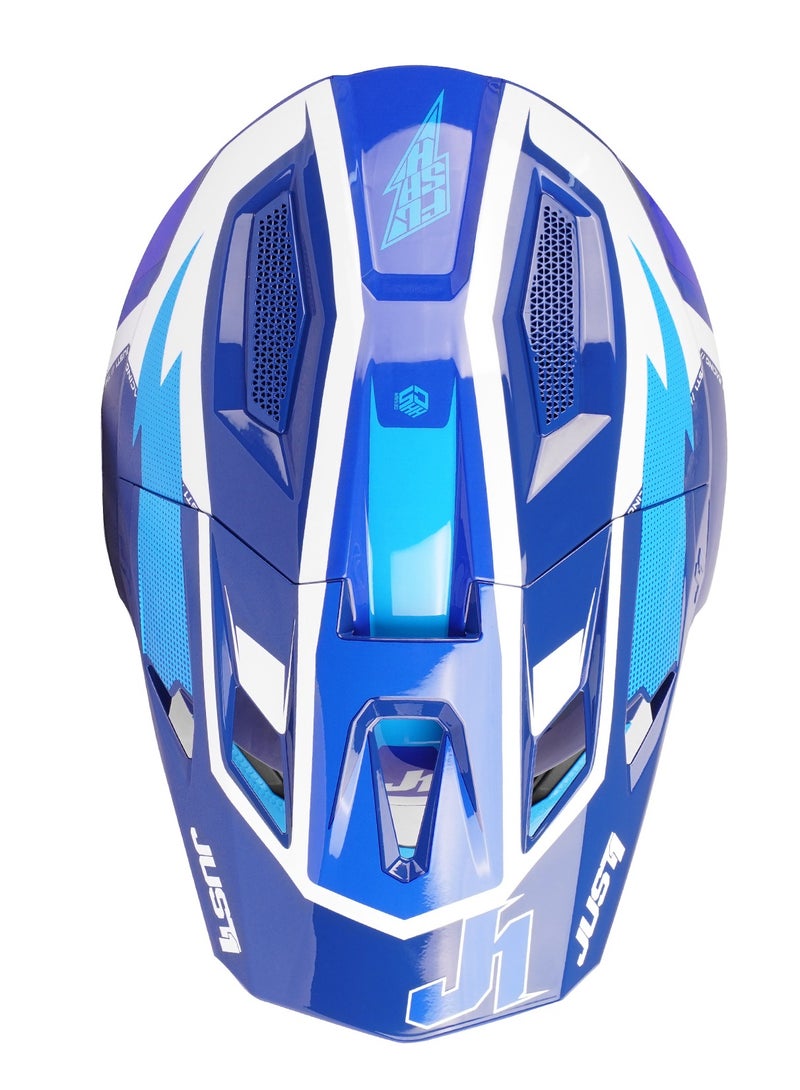 Just 1 J40 Flash White Blue Motocross Helmet - Image 4