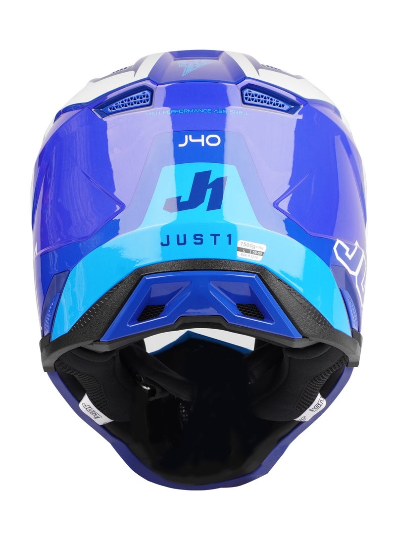 Just 1 J40 Flash White Blue Motocross Helmet - Image 5