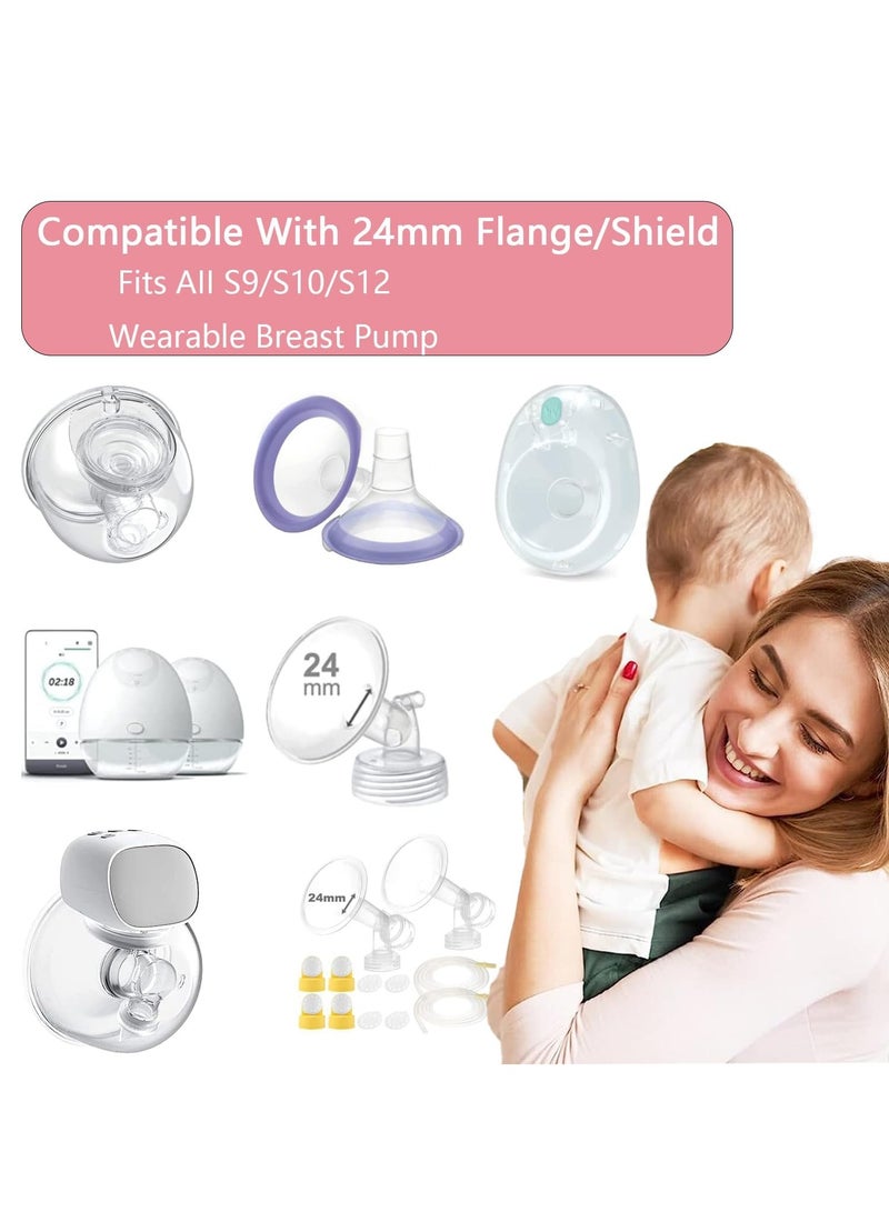 شو وو حشوة شفة من السيليكون مقاس 13/15/17/19/21 مم، متوافقة مع مضخة الثدي اليدوية القابلة للارتداء من Medela وMomcozy S9/S10/S12، تقلل من نفق حلمة الدرع/الشفة مقاس 24 مم إلى الحجم الصحيح - Image 5