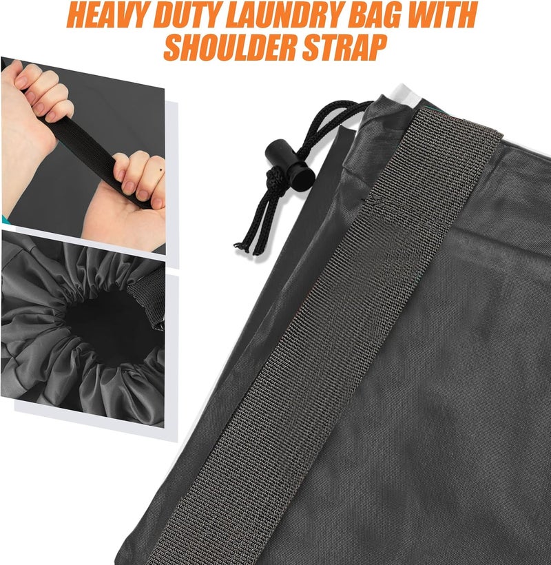 Isink Heavy Duty Laundry Bag with Strap,2 Pack Travel Laundry Bags for Dirty Clothes,24" x 36" Large Laundry Bag for Traveling,Camping,Dorm (Black+ Gray) - Image 2