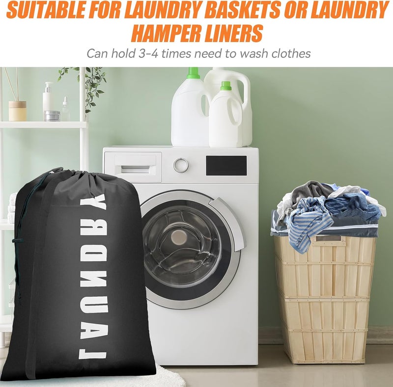 Isink Heavy Duty Laundry Bag with Strap,2 Pack Travel Laundry Bags for Dirty Clothes,24" x 36" Large Laundry Bag for Traveling,Camping,Dorm (Black+ Gray) - Image 5