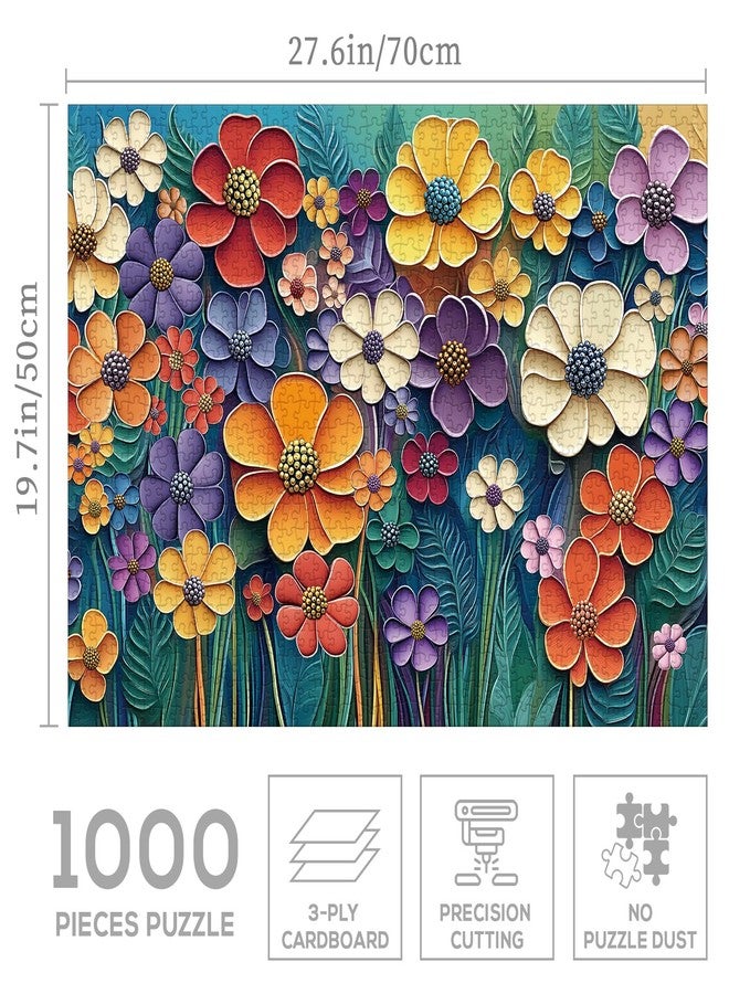 BBOLDIN Colorful Flower Plant Puzzle 1000 Pieces for Adults, Spring Garden Floral Jigsaw Puzzle Nature, Vintage Paper Cut Art Puzzles - Image 3