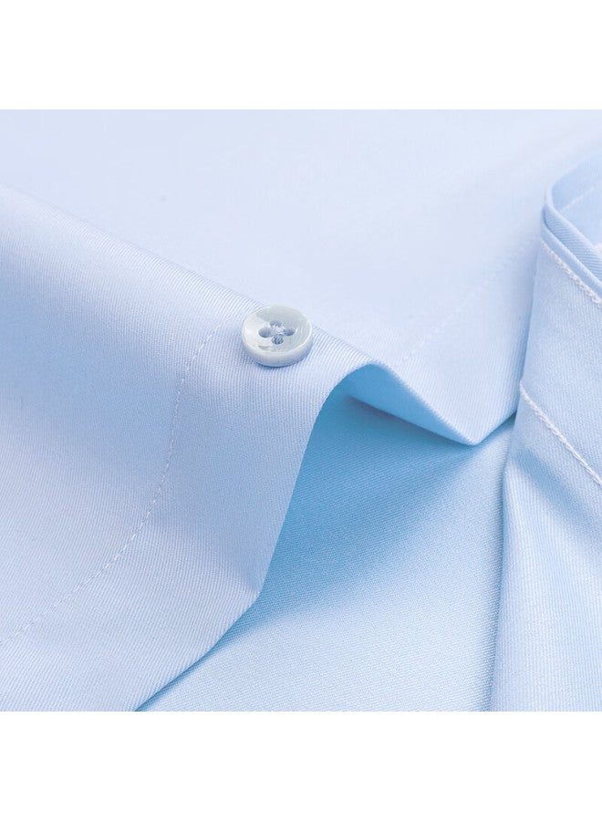 Firs Wrinkle-resistant, Stain-resistant, And Water-repellent Non-iron Long Sleeve Business Dress Shirt For Men, Professional Work Uniform Top, Blue, Size 39 - Image 5