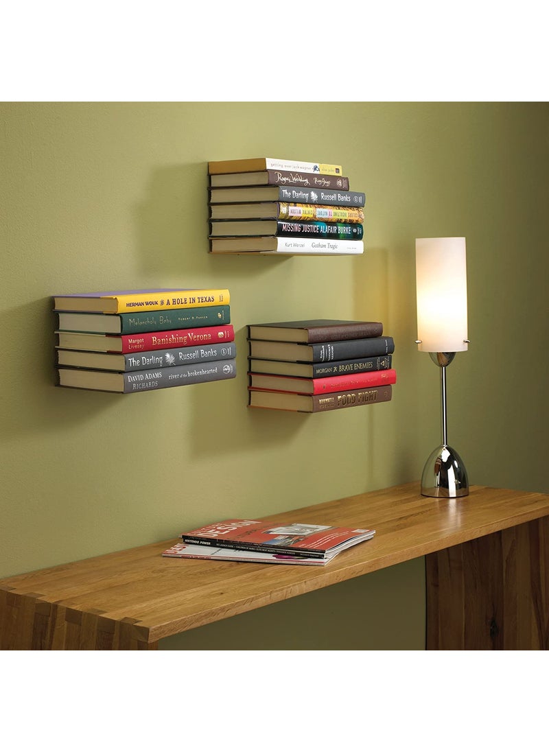 ROLLYWARE ROLLYWARE Unique Design Invisible Bookshelf Metal Heavy Floating Book Shelf Wall Mounted Shelf Holder Hanging Home Storage Rack for Home Wall Decoration Hold Upto 10 Books per self Pack of 8  - Image 2