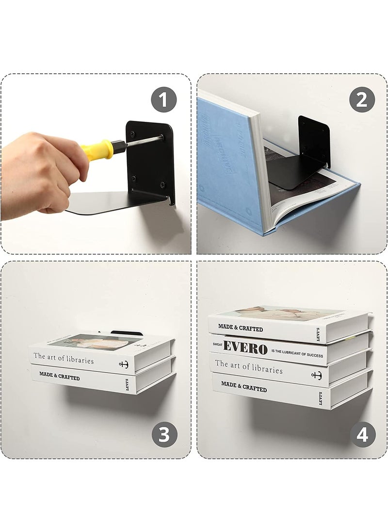 ROLLYWARE ROLLYWARE Unique Design Invisible Bookshelf Metal Heavy Floating Book Shelf Wall Mounted Shelf Holder Hanging Home Storage Rack for Home Wall Decoration Hold Upto 10 Books per self Pack of 8  - Image 4